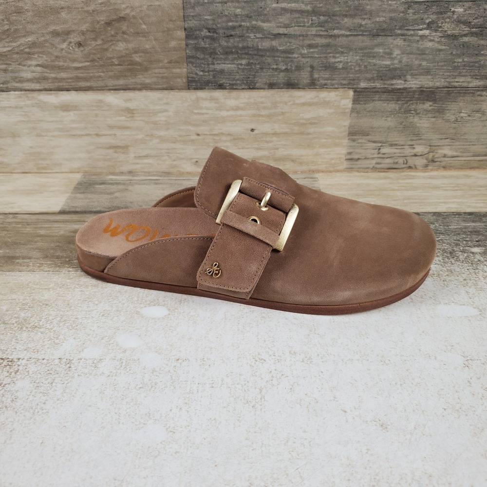 Sam Edelman Jessel Womens Clogs Sz 7.5 M Taupe Suede Footbed Comfort Slip On